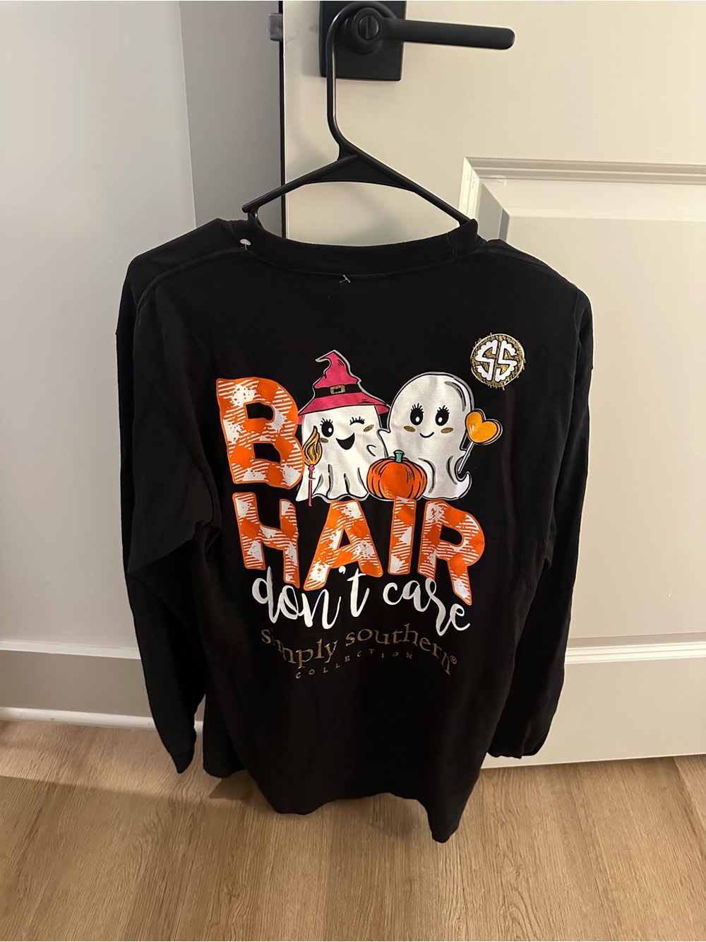 Simply Southern Black Long-Sleeve 'Boo Hair Don't Care' Graphic Tee